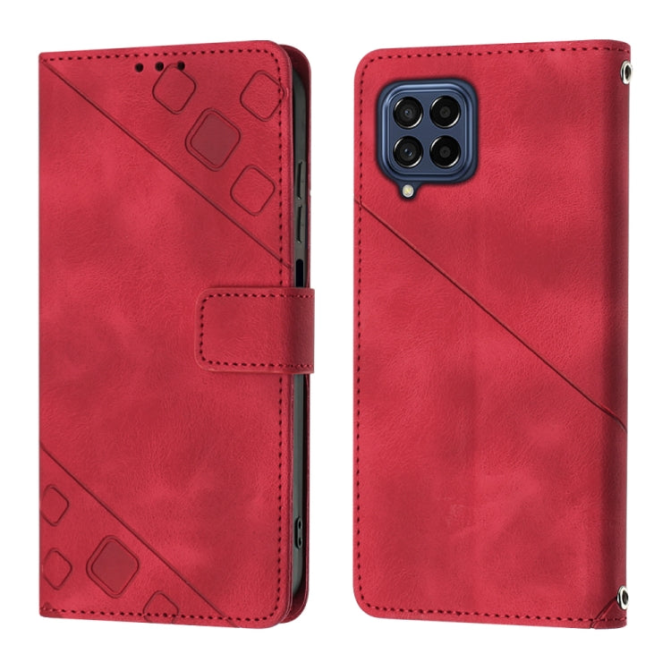 For Samsung Galaxy M53 5G Skin-feel Embossed Leather Phone Case