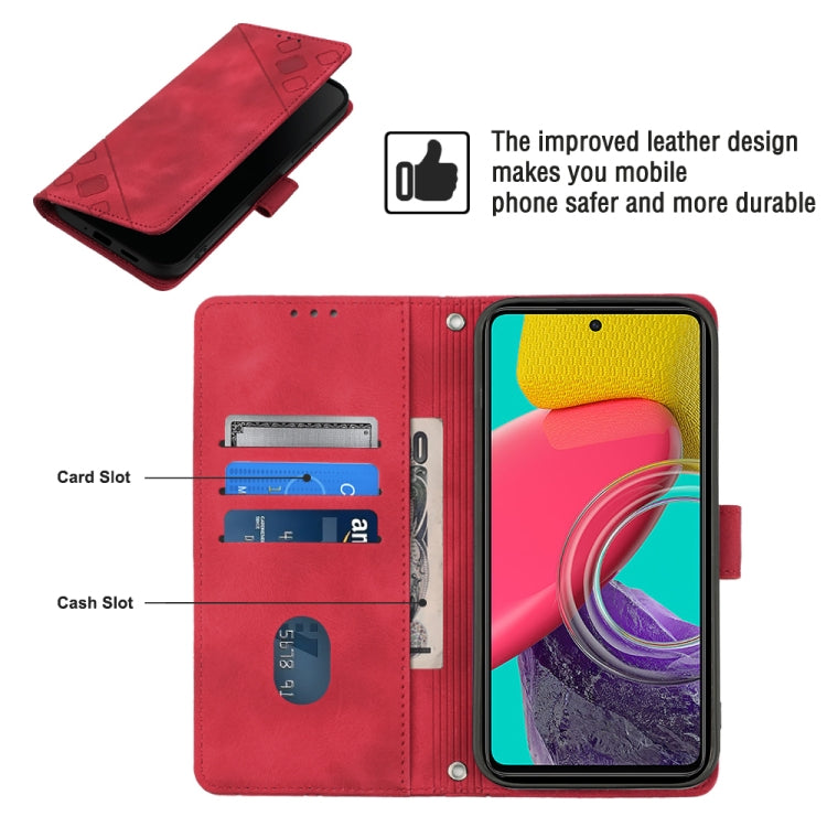 For Samsung Galaxy M53 5G Skin-feel Embossed Leather Phone Case