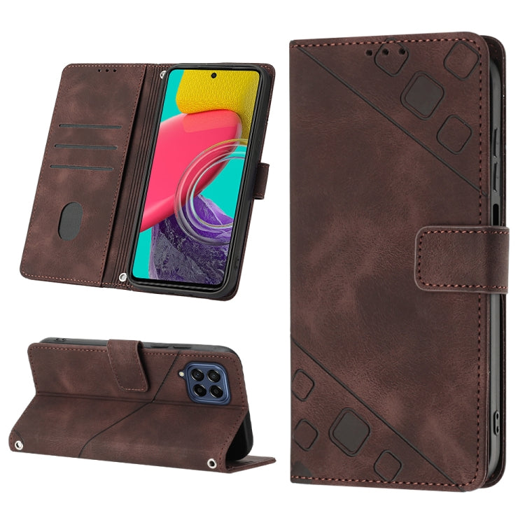For Samsung Galaxy M53 5G Skin-feel Embossed Leather Phone Case