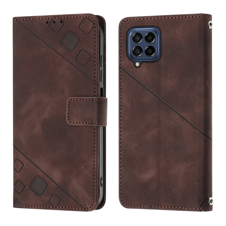 For Samsung Galaxy M53 5G Skin-feel Embossed Leather Phone Case