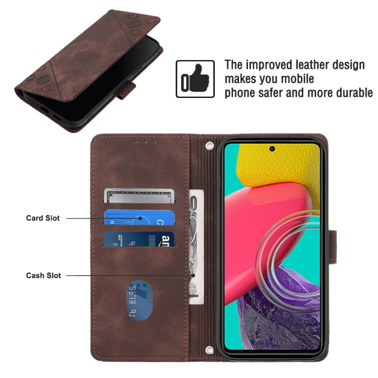 For Samsung Galaxy M53 5G Skin-feel Embossed Leather Phone Case