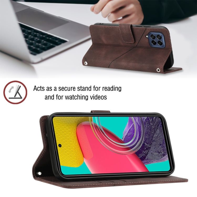For Samsung Galaxy M53 5G Skin-feel Embossed Leather Phone Case