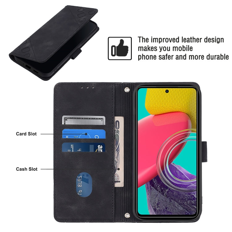 For Samsung Galaxy M53 5G Skin-feel Embossed Leather Phone Case