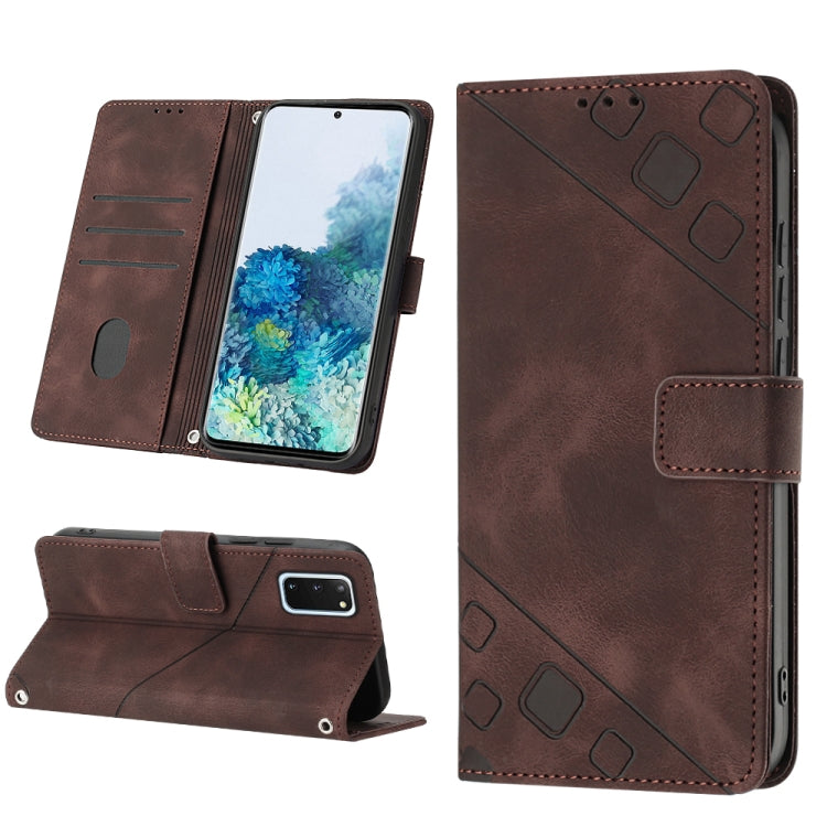 For Samsung Galaxy S20 Skin-feel Embossed Leather Phone Case
