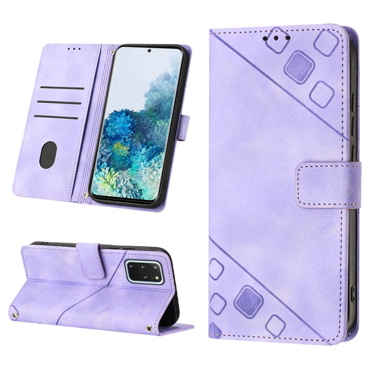 For Samsung Galaxy S20+ Skin-feel Embossed Leather Phone Case