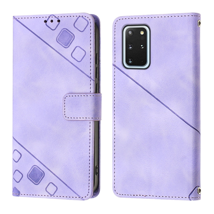 For Samsung Galaxy S20+ Skin-feel Embossed Leather Phone Case