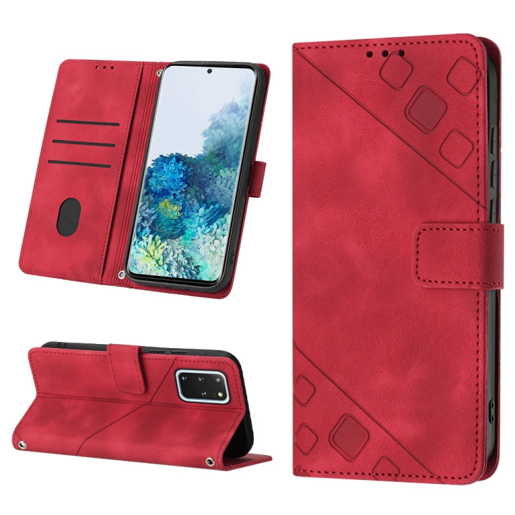For Samsung Galaxy S20+ Skin-feel Embossed Leather Phone Case