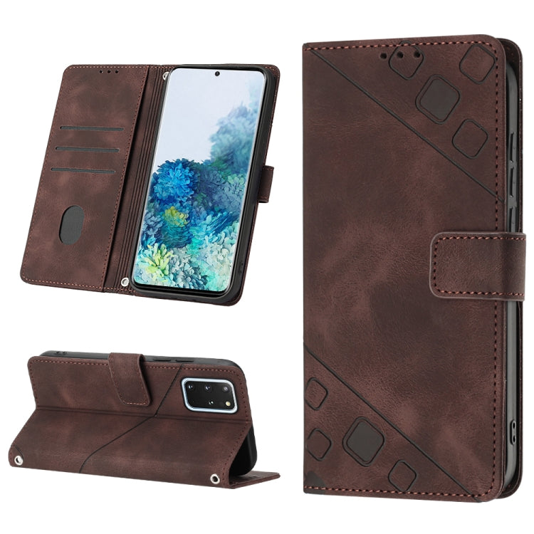 For Samsung Galaxy S20+ Skin-feel Embossed Leather Phone Case