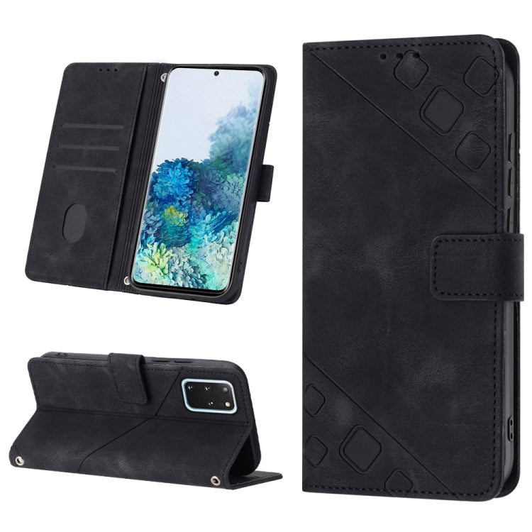 For Samsung Galaxy S20+ Skin-feel Embossed Leather Phone Case