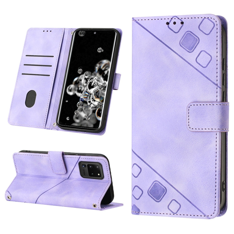 For Samsung Galaxy S20 Ultra Skin-feel Embossed Leather Phone Case