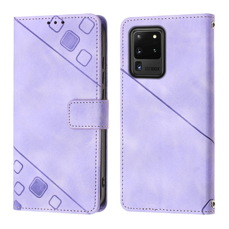 For Samsung Galaxy S20 Ultra Skin-feel Embossed Leather Phone Case