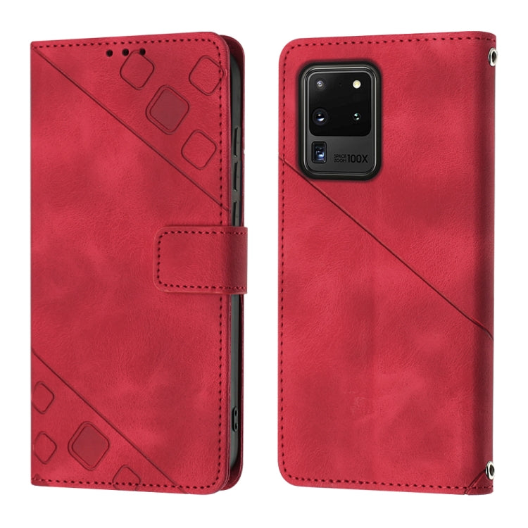 For Samsung Galaxy S20 Ultra Skin-feel Embossed Leather Phone Case