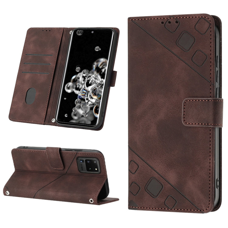 For Samsung Galaxy S20 Ultra Skin-feel Embossed Leather Phone Case