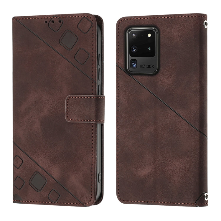 For Samsung Galaxy S20 Ultra Skin-feel Embossed Leather Phone Case