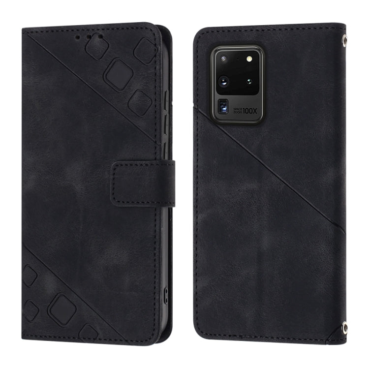 For Samsung Galaxy S20 Ultra Skin-feel Embossed Leather Phone Case
