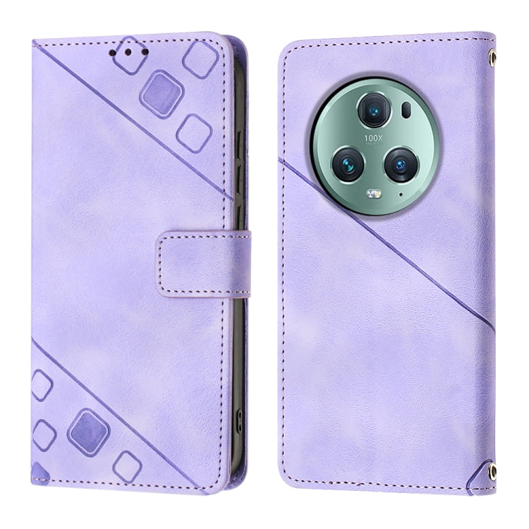 For Honor Magic5 Pro Skin-feel Embossed Leather Phone Case