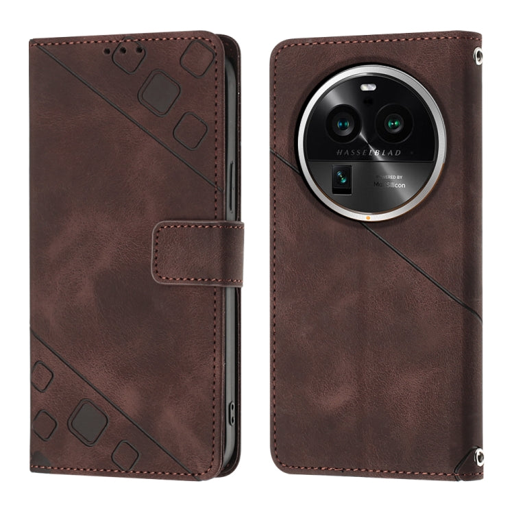 For OPPO Find X6 Pro Skin-feel Embossed Leather Phone Case