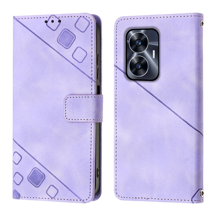 For Realme C55 Skin-feel Embossed Leather Phone Case