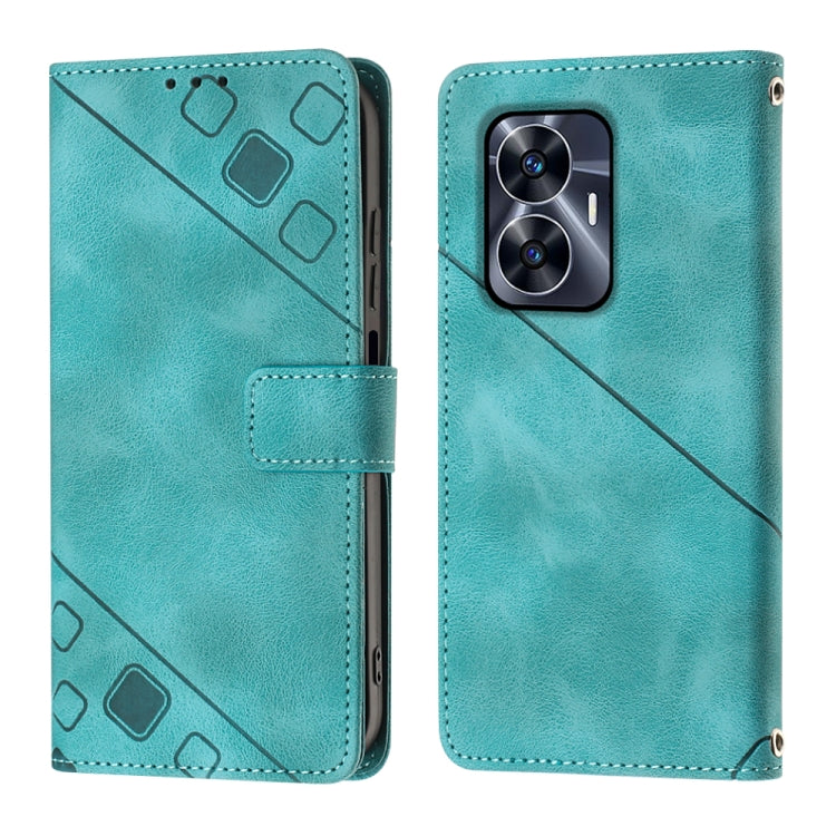 For Realme C55 Skin-feel Embossed Leather Phone Case