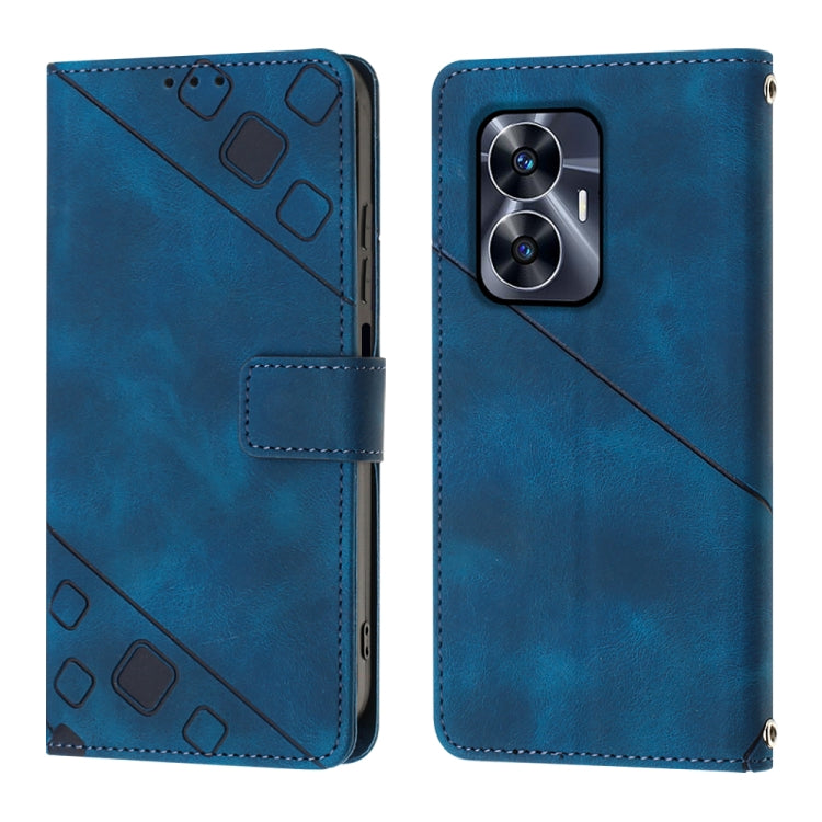 For Realme C55 Skin-feel Embossed Leather Phone Case