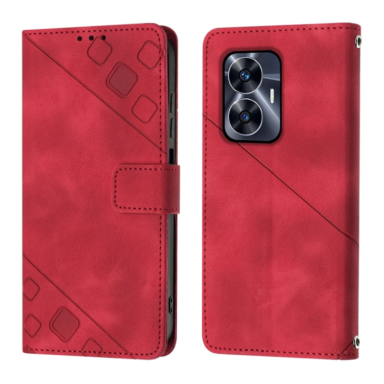 For Realme C55 Skin-feel Embossed Leather Phone Case