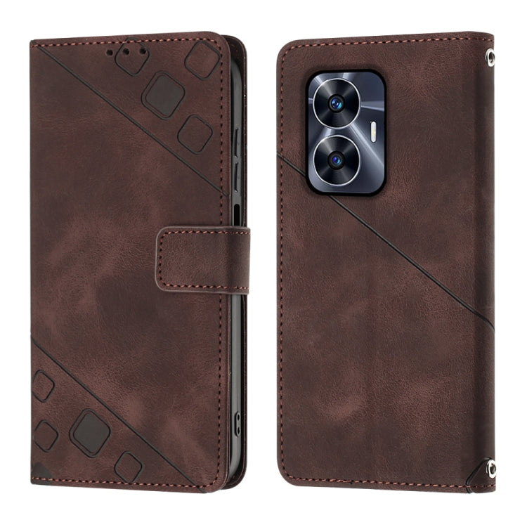 For Realme C55 Skin-feel Embossed Leather Phone Case