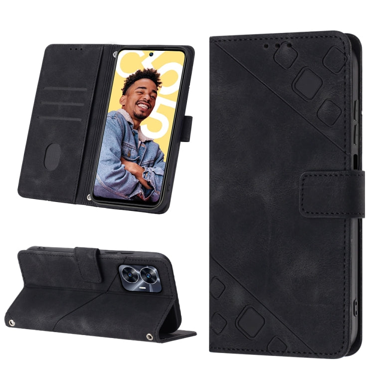 For Realme C55 Skin-feel Embossed Leather Phone Case