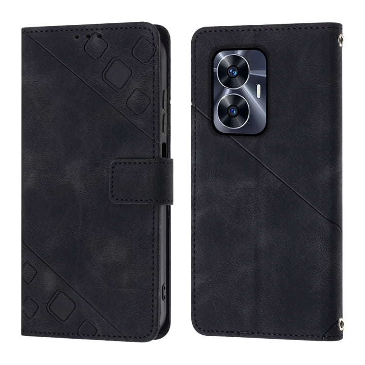 For Realme C55 Skin-feel Embossed Leather Phone Case