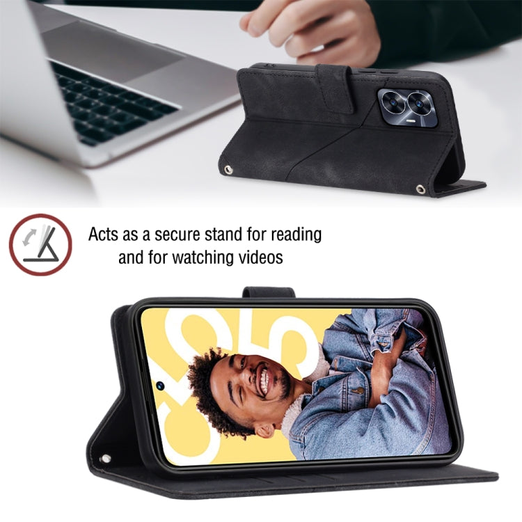 For Realme C55 Skin-feel Embossed Leather Phone Case