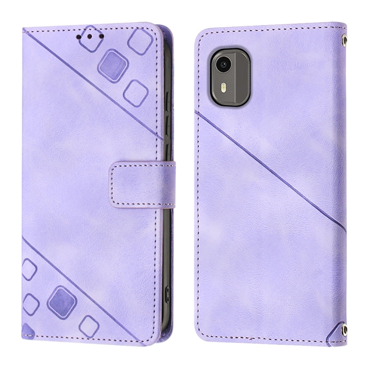 For Nokia C12 Skin-feel Embossed Leather Phone Case