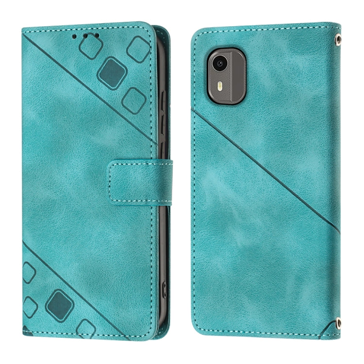 For Nokia C12 Skin-feel Embossed Leather Phone Case