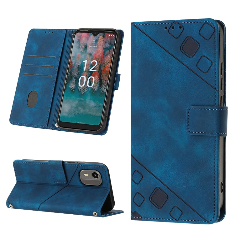 For Nokia C12 Skin-feel Embossed Leather Phone Case
