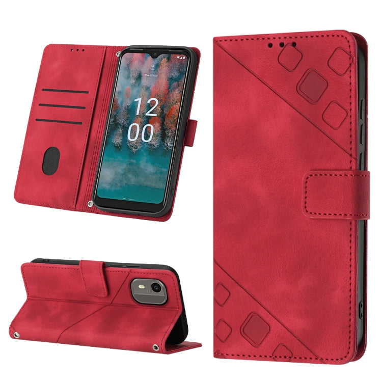 For Nokia C12 Skin-feel Embossed Leather Phone Case