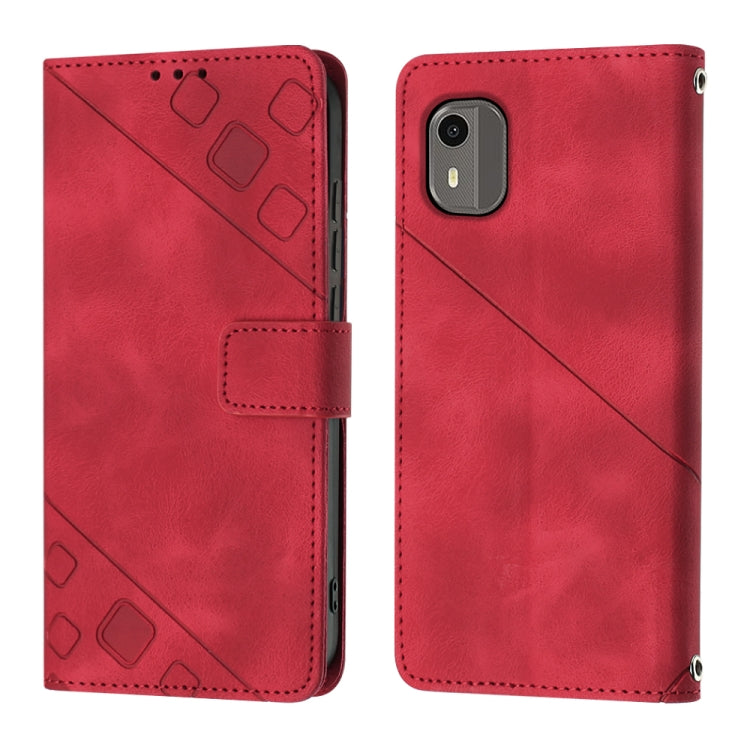 For Nokia C12 Skin-feel Embossed Leather Phone Case