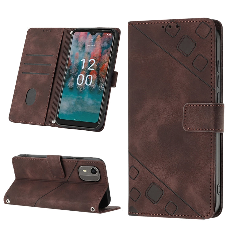 For Nokia C12 Skin-feel Embossed Leather Phone Case