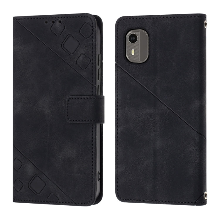 For Nokia C12 Skin-feel Embossed Leather Phone Case