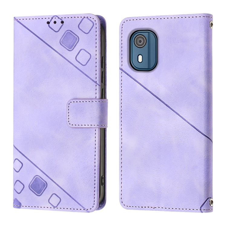 For Nokia C02 Skin-feel Embossed Leather Phone Case