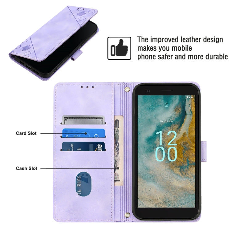 For Nokia C02 Skin-feel Embossed Leather Phone Case