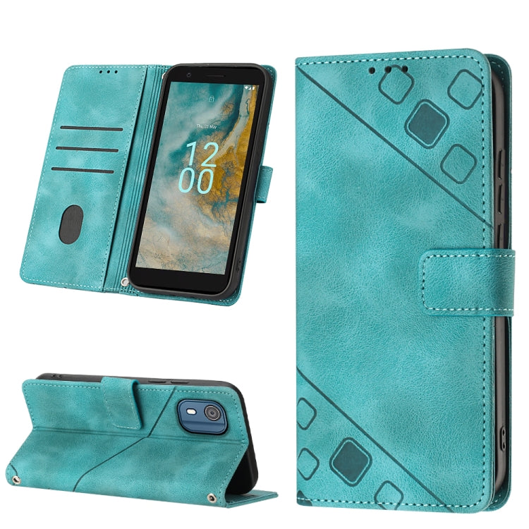 For Nokia C02 Skin-feel Embossed Leather Phone Case