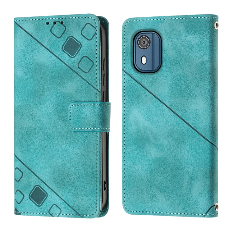 For Nokia C02 Skin-feel Embossed Leather Phone Case