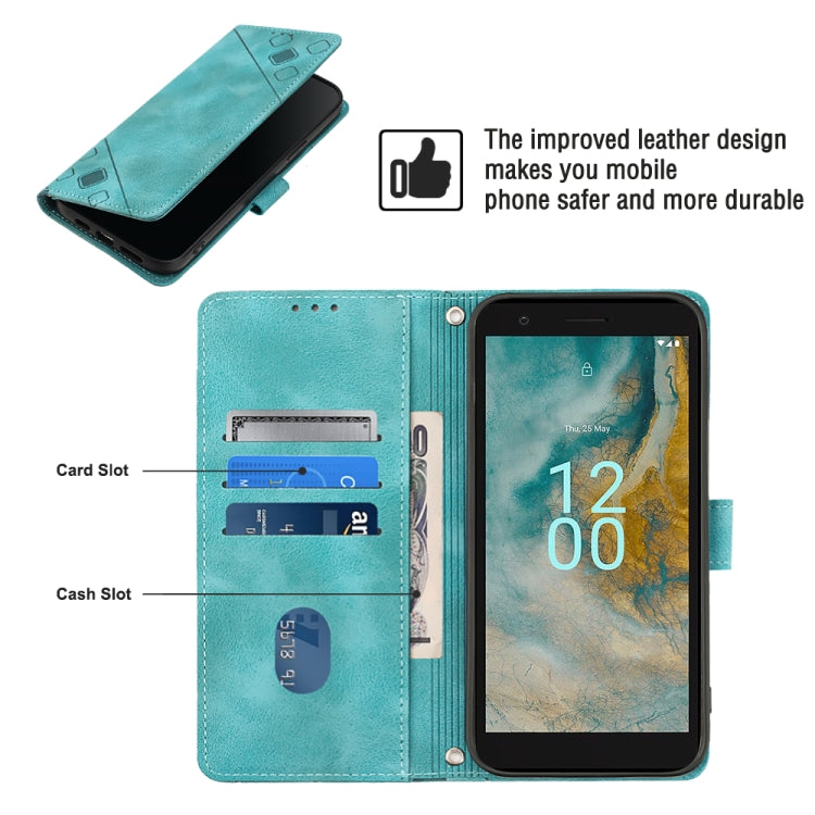 For Nokia C02 Skin-feel Embossed Leather Phone Case