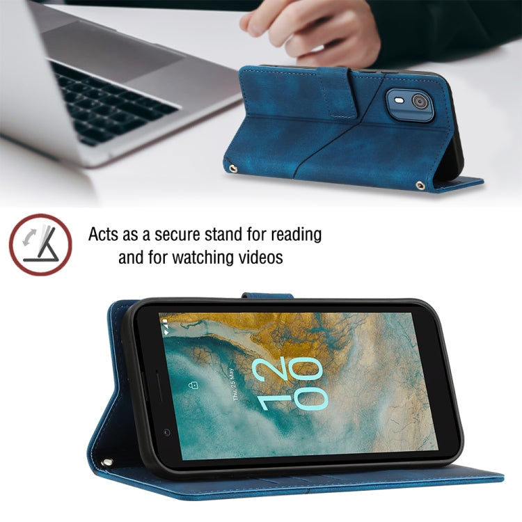 For Nokia C02 Skin-feel Embossed Leather Phone Case