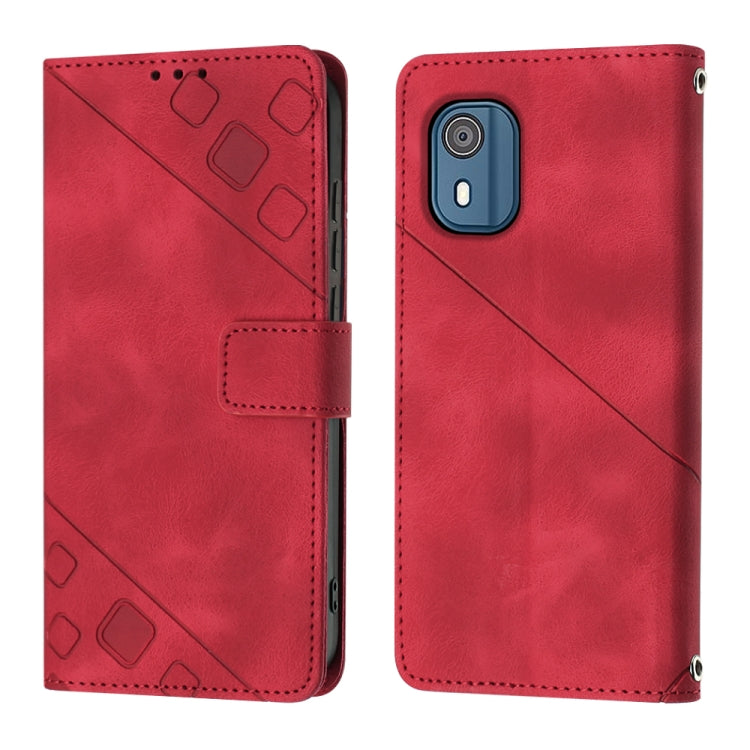 For Nokia C02 Skin-feel Embossed Leather Phone Case