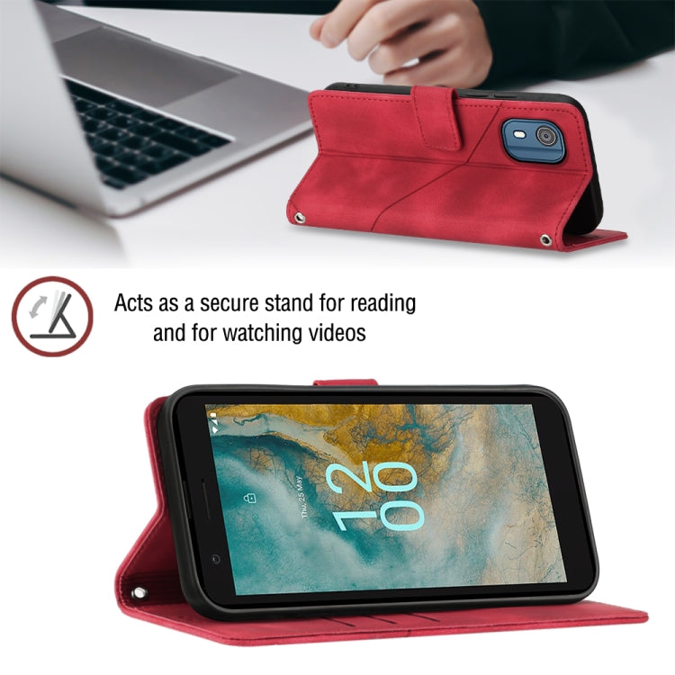 For Nokia C02 Skin-feel Embossed Leather Phone Case