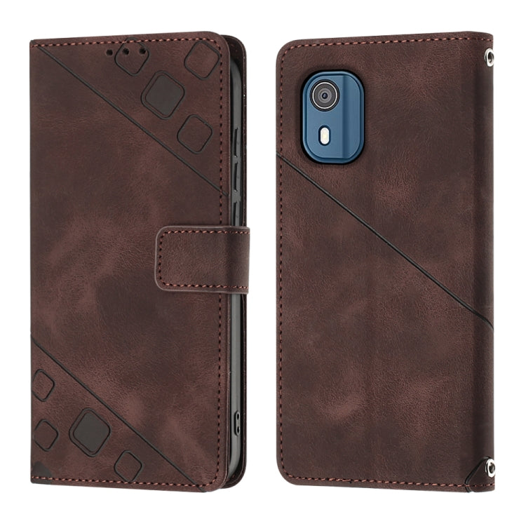 For Nokia C02 Skin-feel Embossed Leather Phone Case