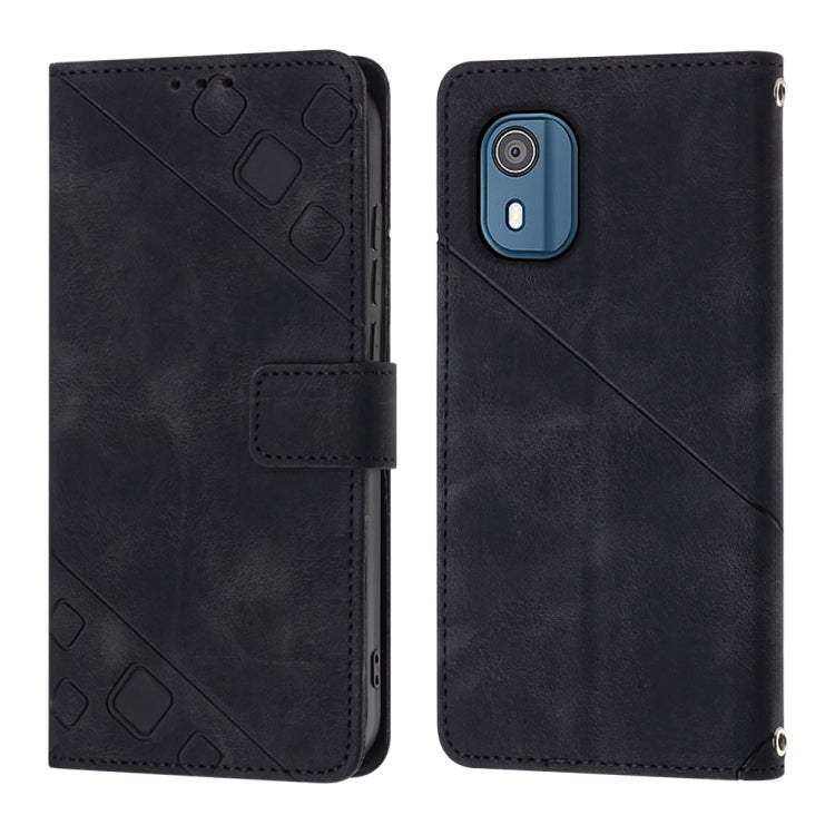 For Nokia C02 Skin-feel Embossed Leather Phone Case