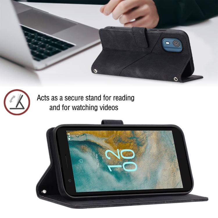 For Nokia C02 Skin-feel Embossed Leather Phone Case