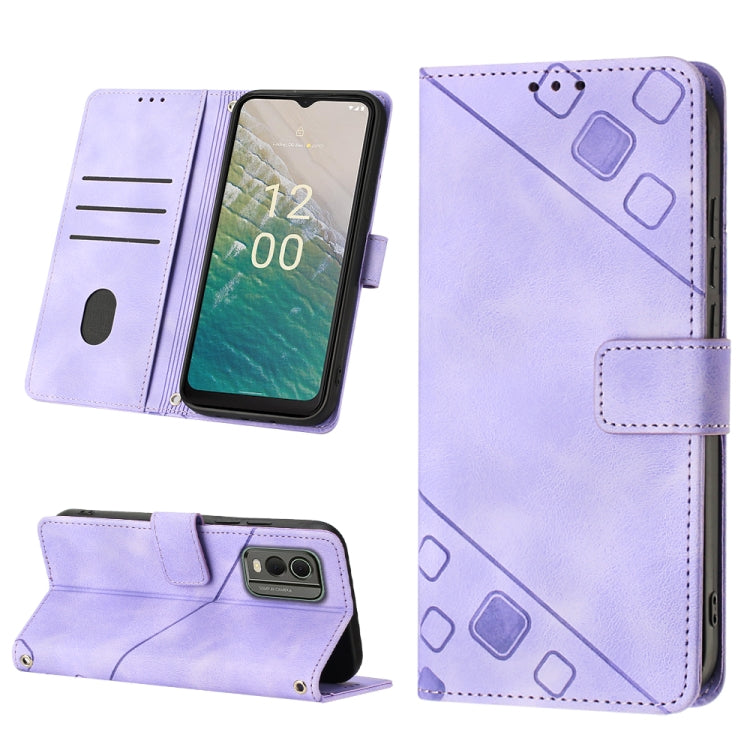 For Nokia C32 Skin-feel Embossed Leather Phone Case