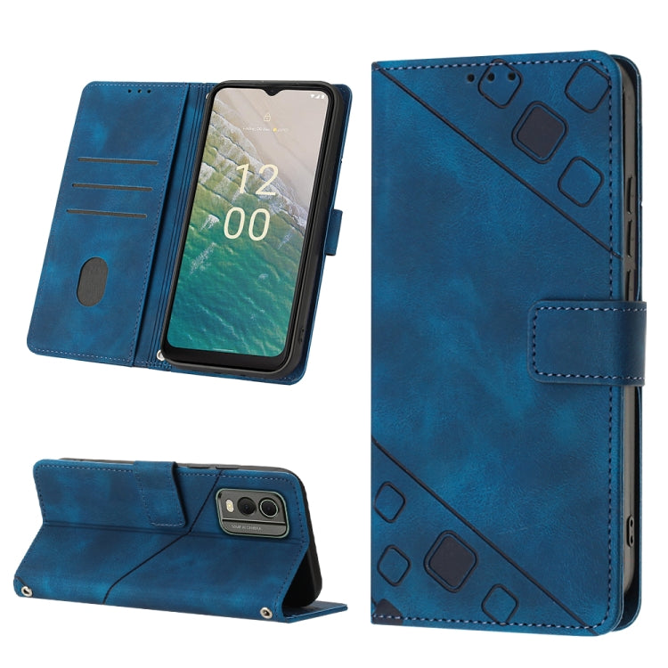 For Nokia C32 Skin-feel Embossed Leather Phone Case