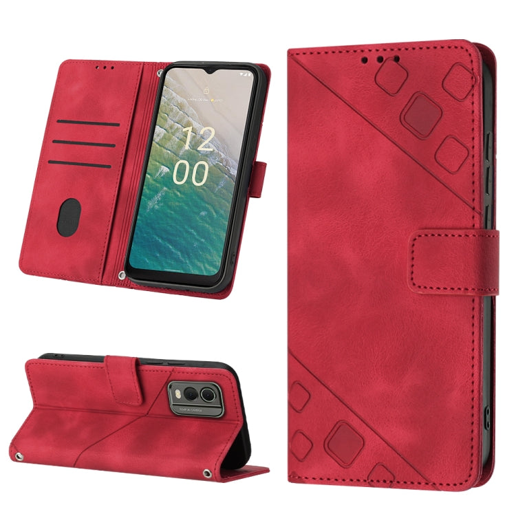 For Nokia C32 Skin-feel Embossed Leather Phone Case